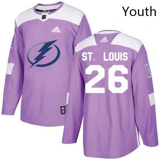 Youth Adidas Tampa Bay Lightning 26 Martin St Louis Authentic Purple Fights Cancer Practice NHL Jersey